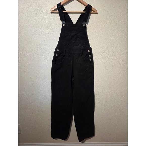John Galt Pants - John Galt Black Denim Overalls Womens Size S Wide Leg Cotton Dungarees RR085